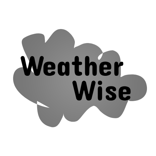 A circular logo with a gradient of different colors. A cloud is in center, with little weather artifacts (e.g., lightning) around the cloud.